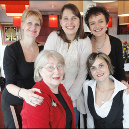 Past presidents of KZNWIB, back left to right: Sharon Emmerich, Karen Brokensha, Alice Leah. Front left to right: Beverly-Ann Fink, Charmaine Schwenn